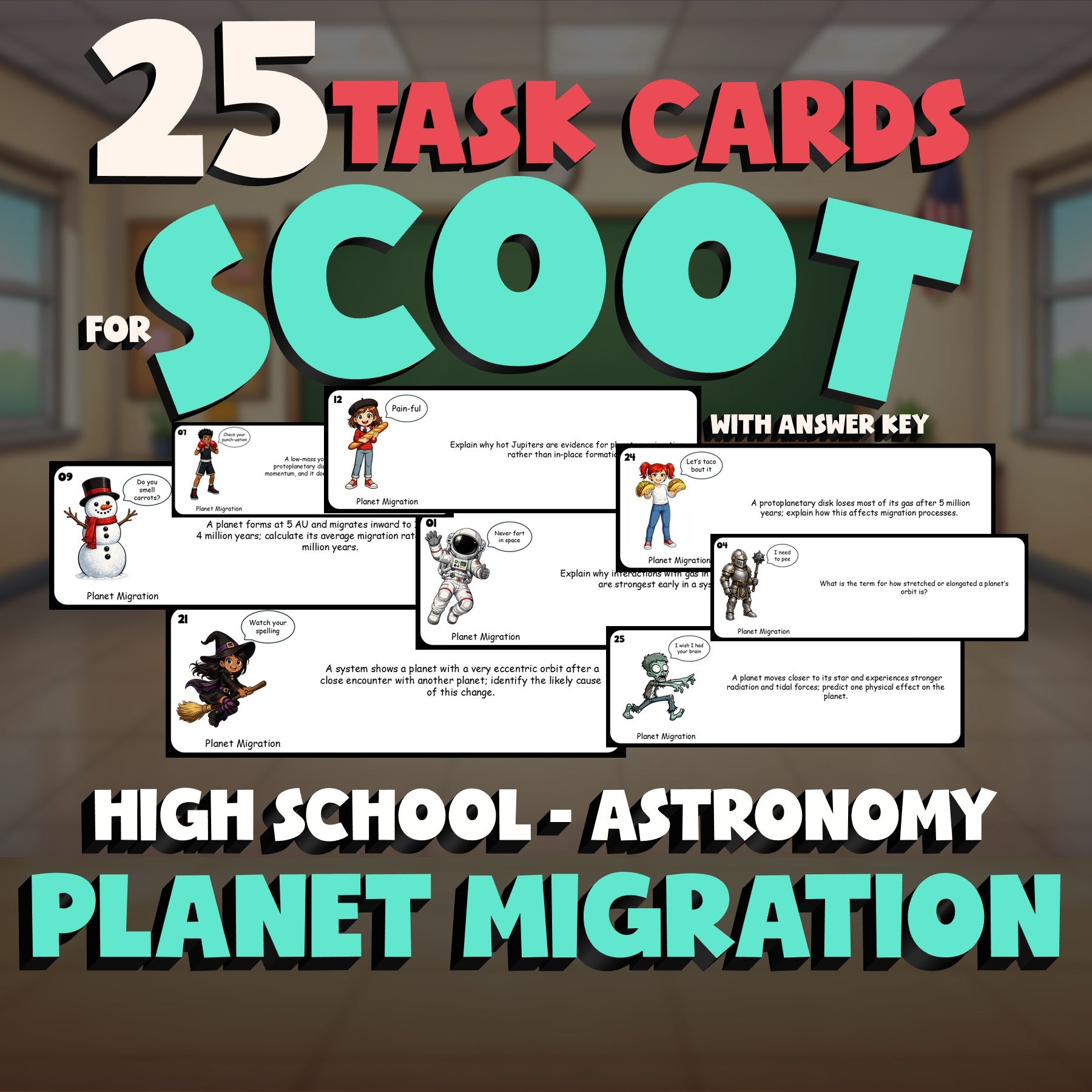 Planet Migration SCOOT TASK CARDS Science Game - No Prep Astronomy Review