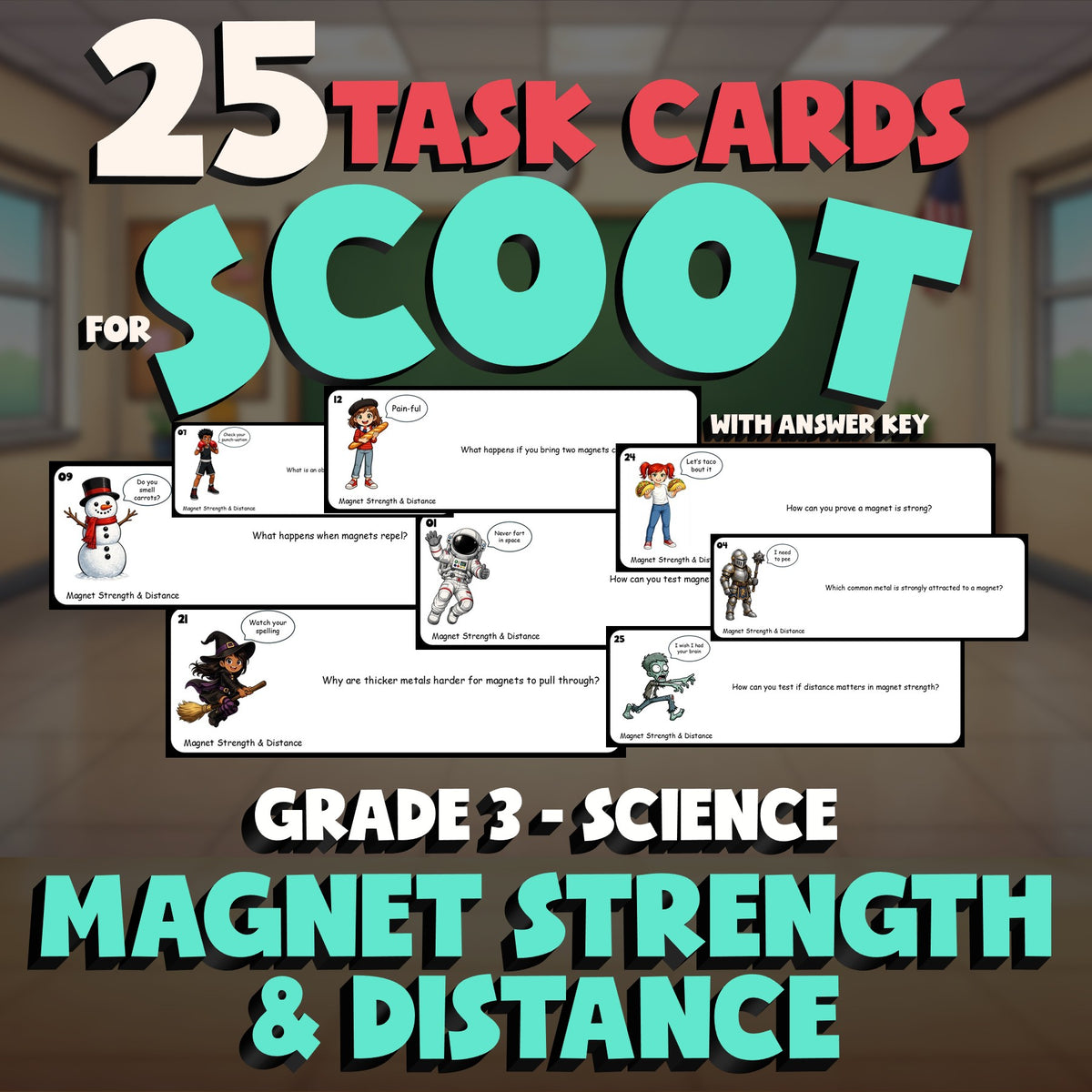 Magnet Strength & Distance SCOOT TASK CARDS Science Game - No Prep Grade 3