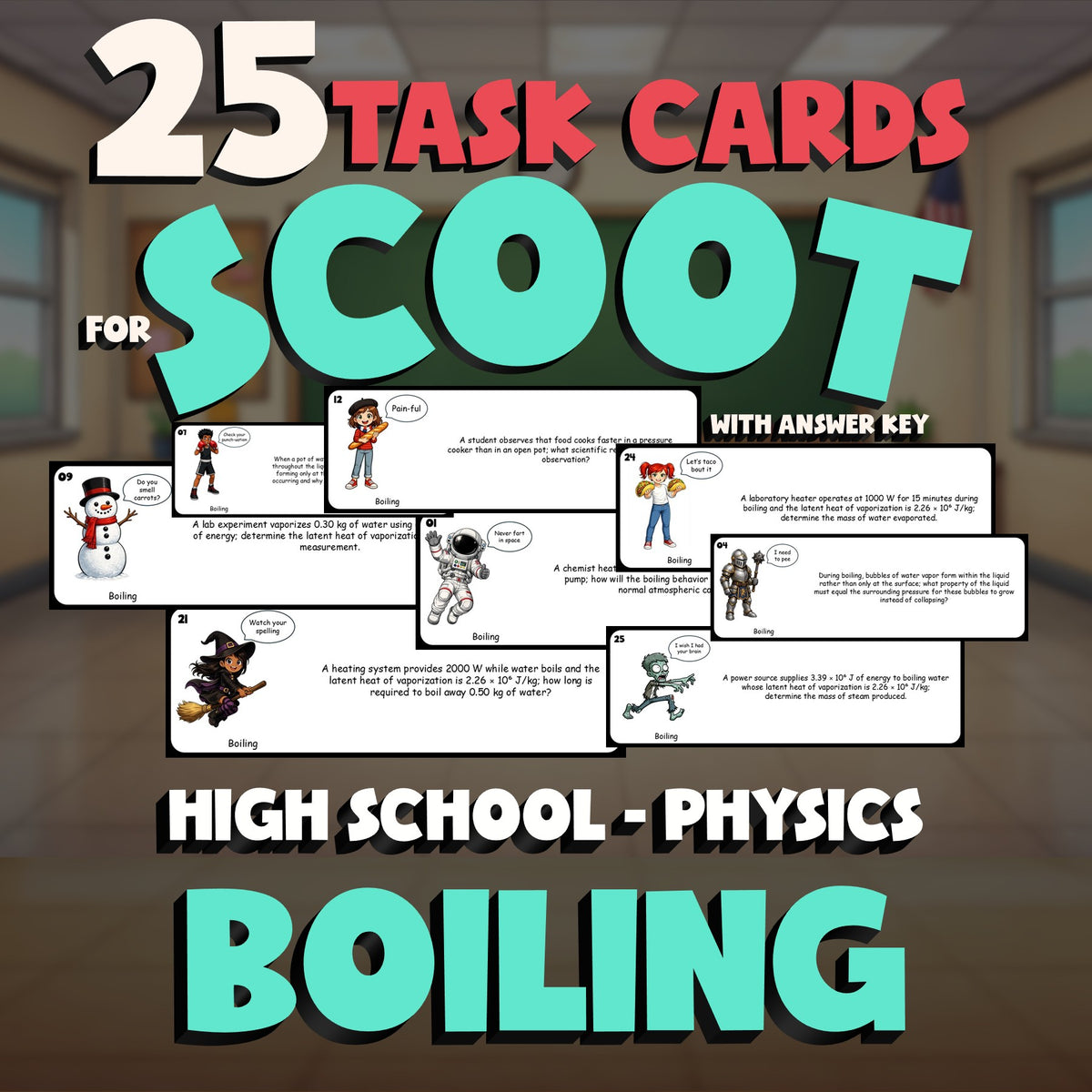 Boiling SCOOT TASK CARDS Science Game - No Prep Physics Review Activity