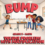 Volume Problems with Multiplication BUMP Math Game - No Prep Grade 5 Review