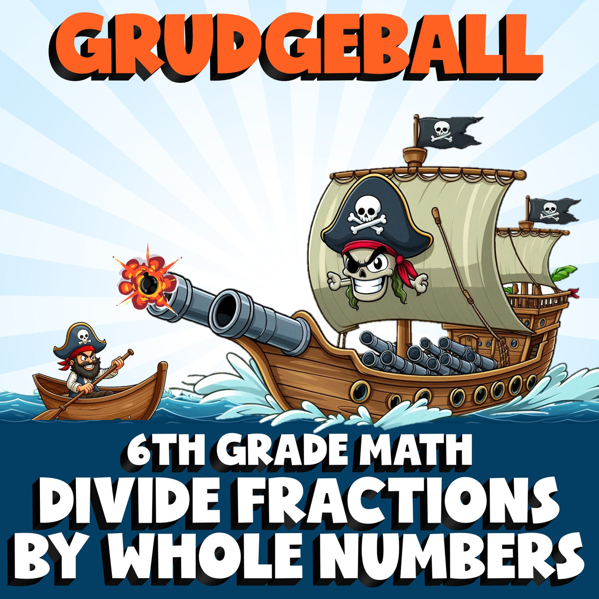 Divide Fractions by Whole Numbers GRUDGEBALL Math Game - No Prep Grade 6 Review