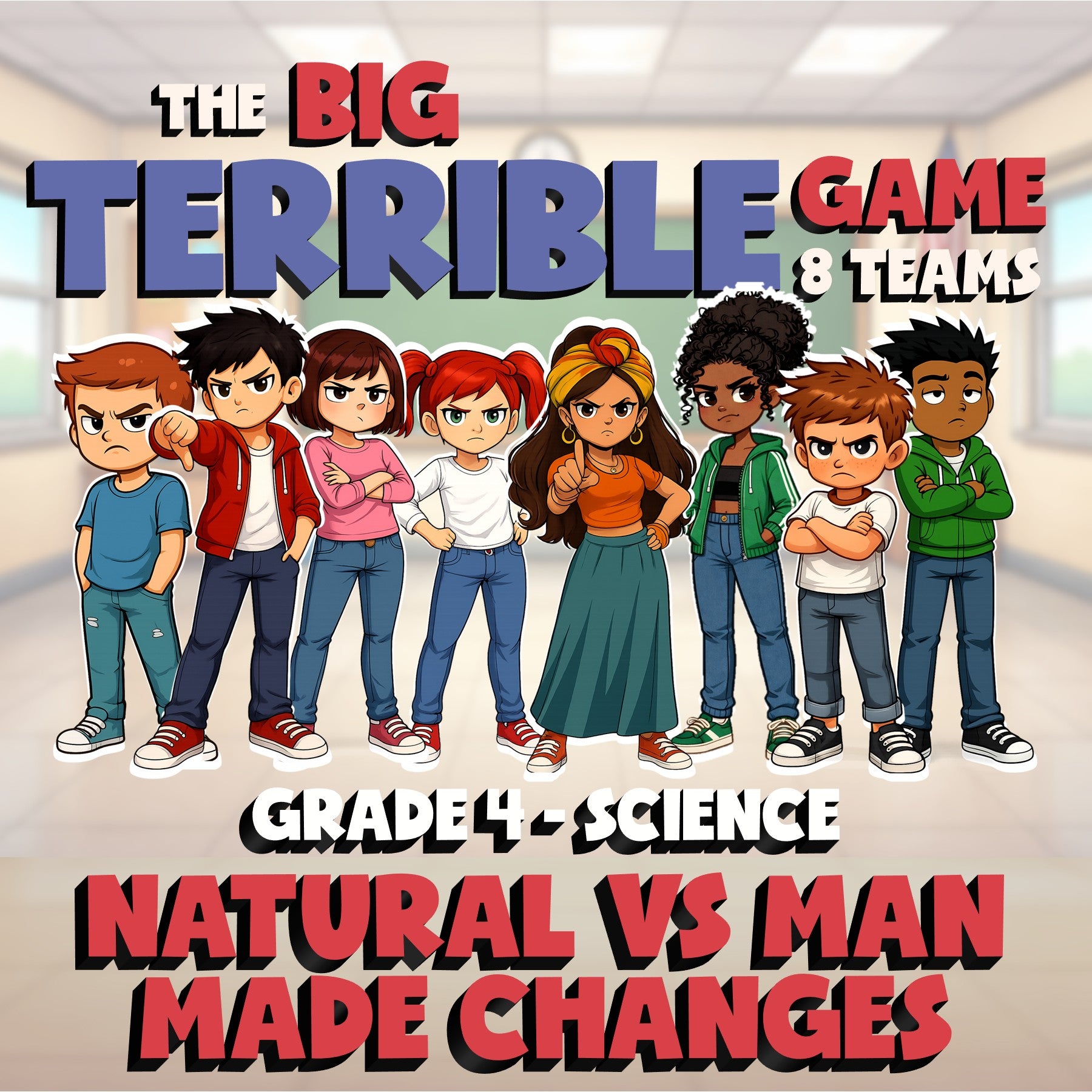 Natural vs Man made Changes BIG TERRIBLE GAME - No Prep Grade 4 Science Review