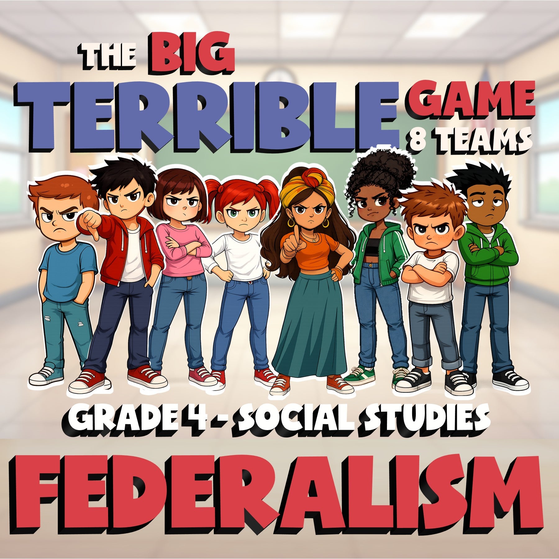 Federalism BIG TERRIBLE GAME - No Prep Grade 4 Socials Review Activity
