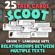 Relationships Between Multiple Texts SCOOT TASK CARDS ELA Game - No Prep Grade 7
