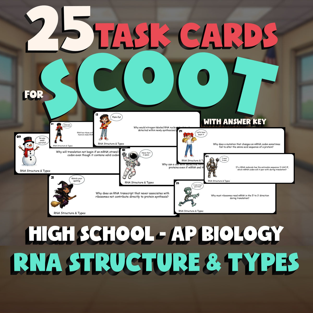 RNA Structure & Types SCOOT TASK CARDS Science Game - No Prep AP Biology Review