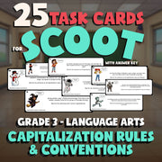 Capitalization Rules & Conventions SCOOT TASK CARDS ELA Game - No Prep Grade 3