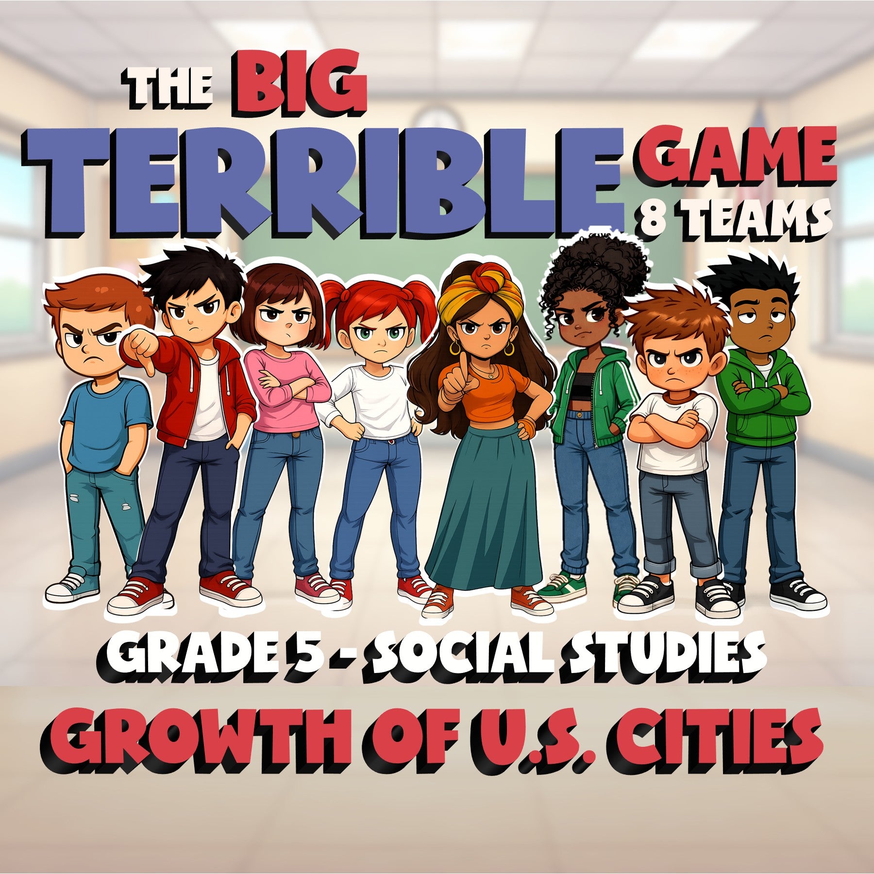 Growth of U.S. Cities BIG TERRIBLE GAME - No Prep Grade 5 Socials Review