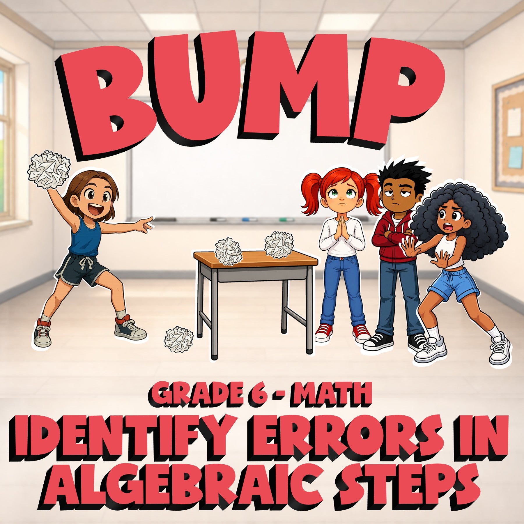 Identify Errors in Algebraic Steps BUMP Math Game - No Prep Grade 6 Review