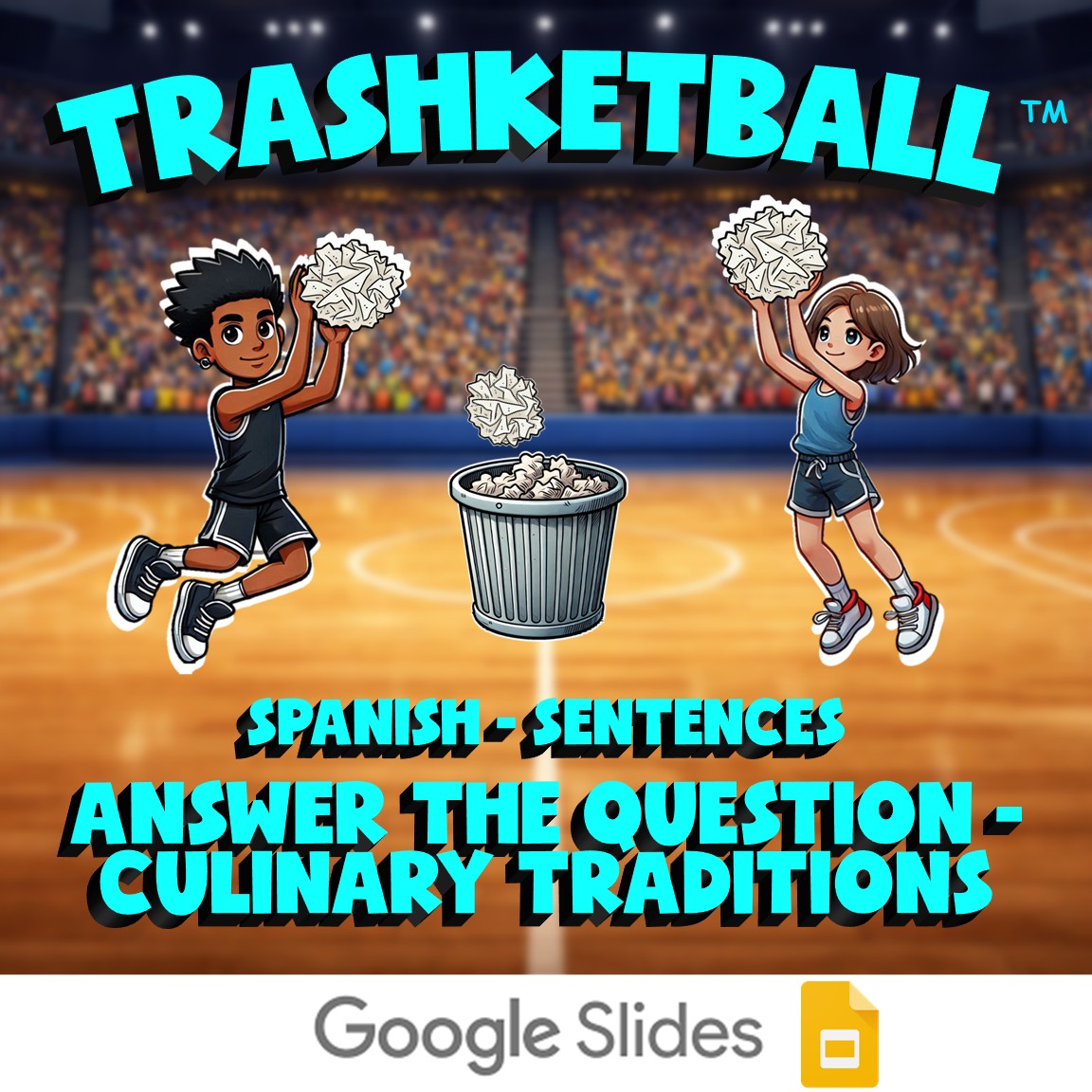 Answer the Question - Culinary Traditions TRASHKETBALL Spanish Game - No Prep