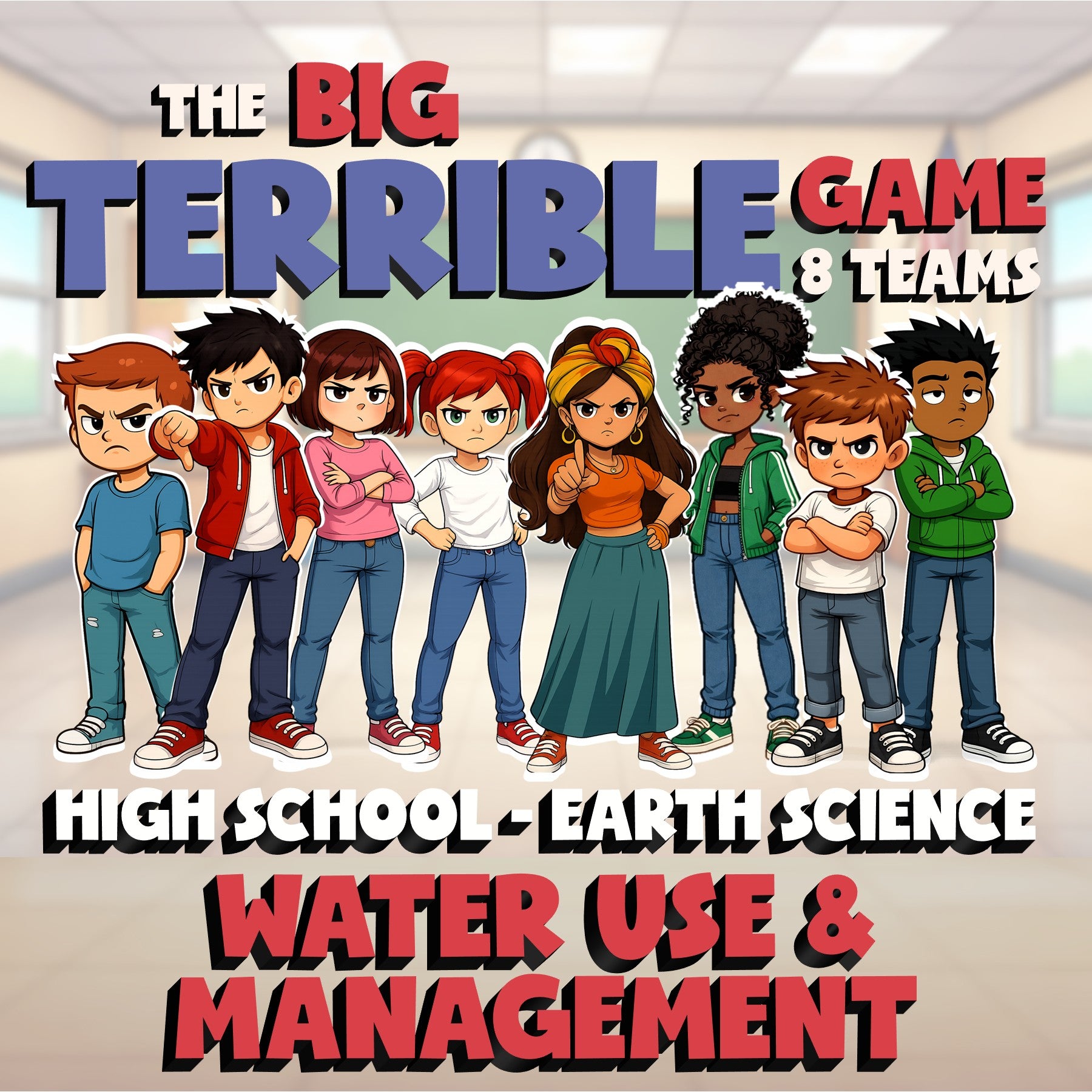 Water Use & Management BIG TERRIBLE GAME - No Prep Earth Science Review Activity