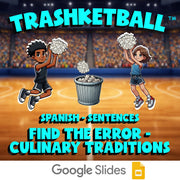 Find the Error - Culinary Traditions TRASHKETBALL Spanish Game - No Prep