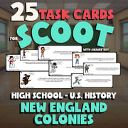 New England Colonies SCOOT TASK CARDS U.S. History Game - No Prep Review