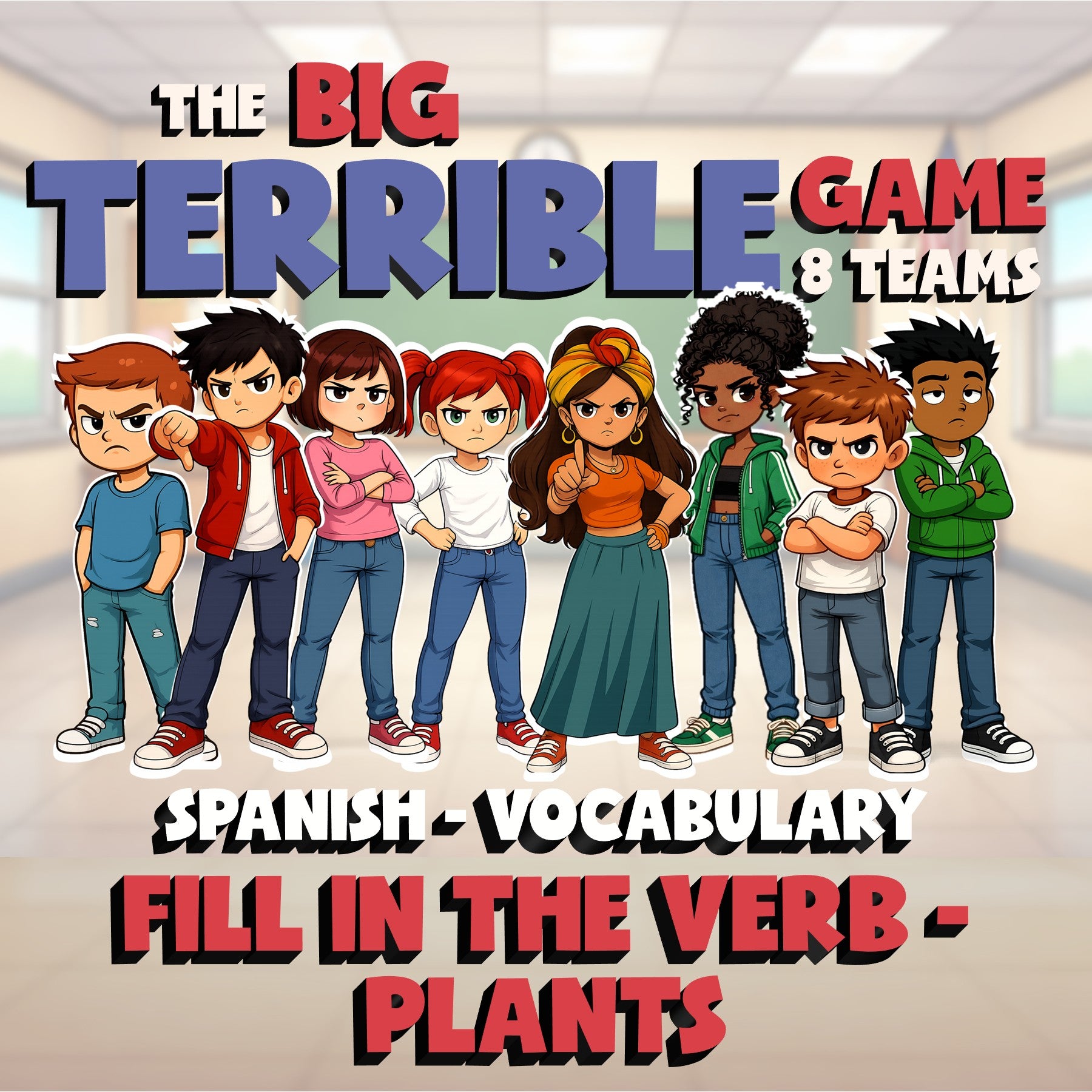 Fill In The Verb - Plants BIG TERRIBLE GAME - No Prep Spanish Exercise Activity