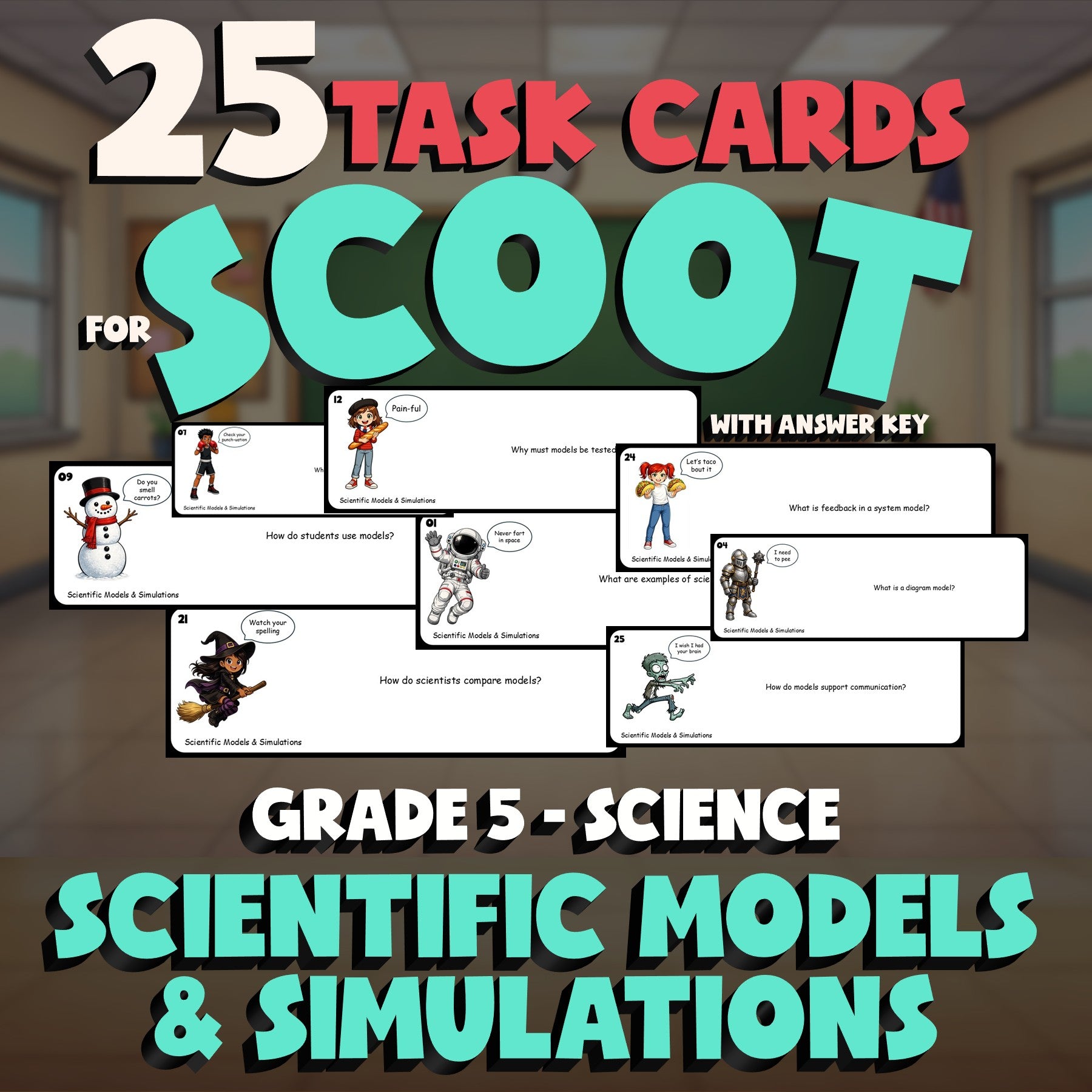 Scientific Models & Simulations SCOOT TASK CARDS Science Game - No Prep Grade 5