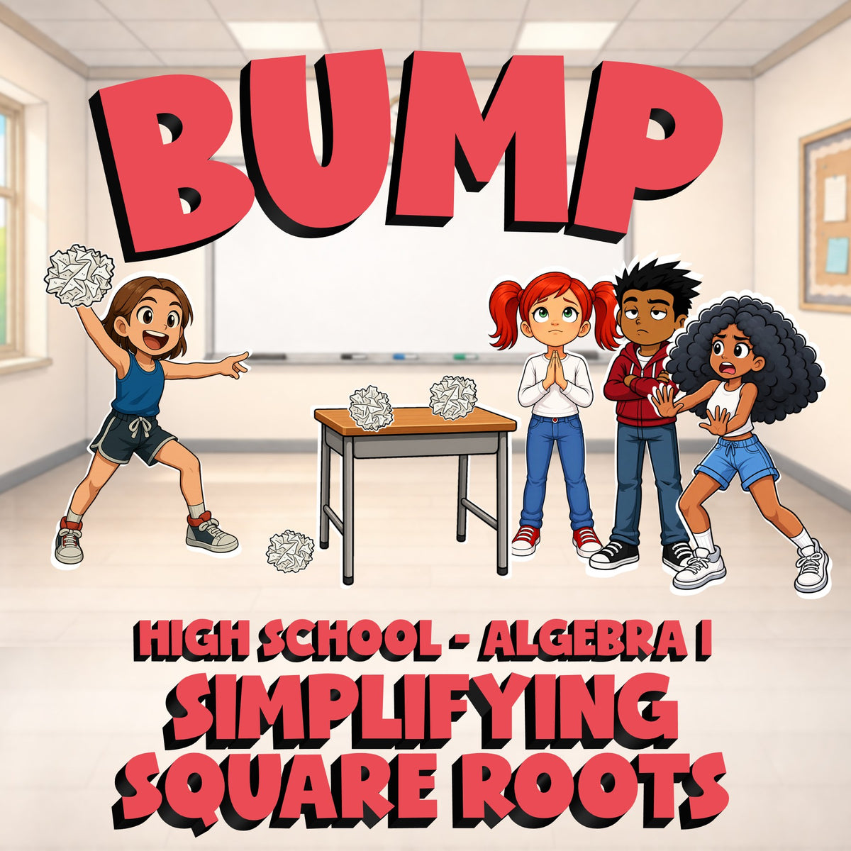 Simplifying Square Roots BUMP Math Game - No Prep Algebra 1 Review Activity