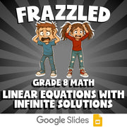 Linear Equations with Infinite Solutions FRAZZLED Math Game - No Prep Grade 8