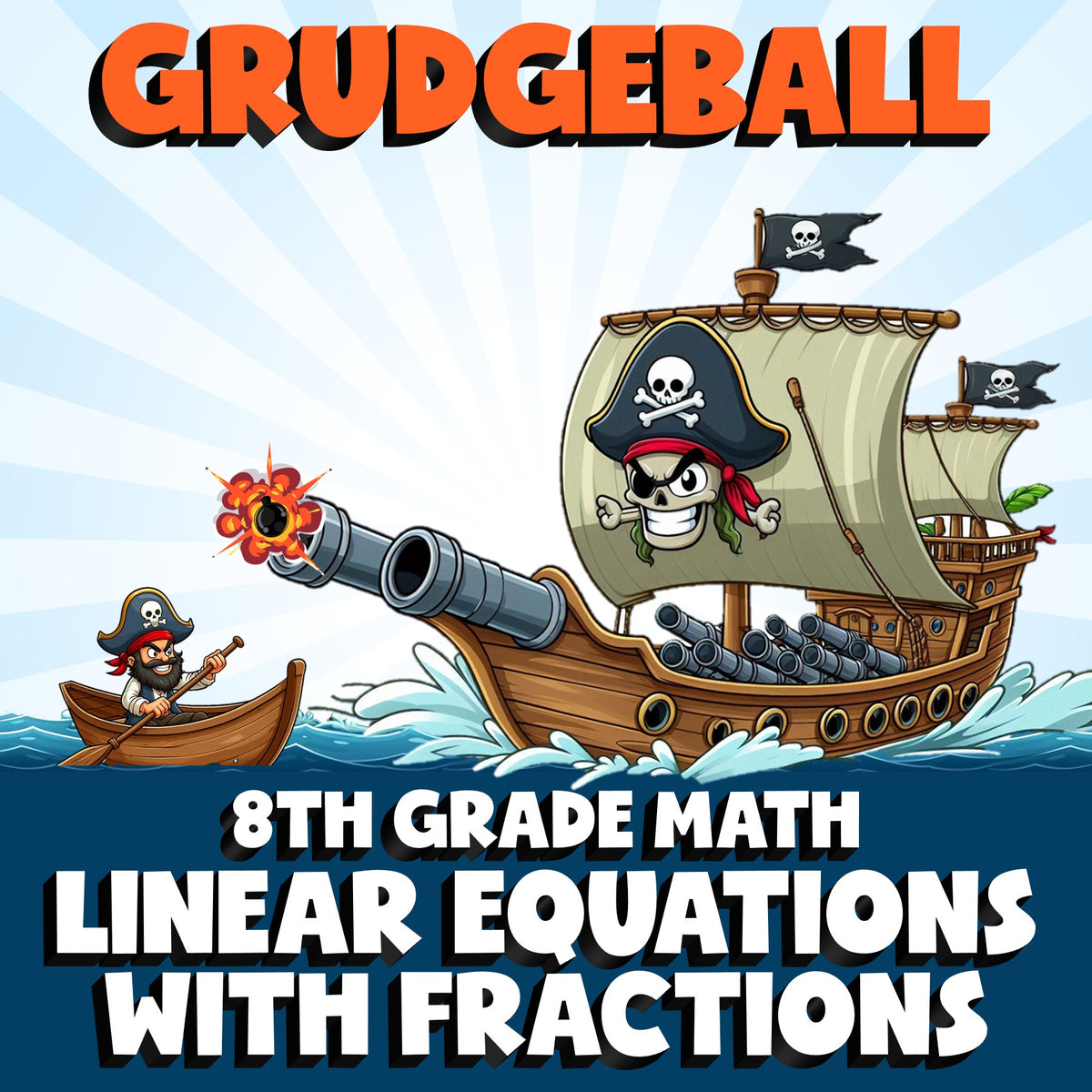Linear Equations with Fractions GRUDGEBALL Math Game - No Prep Grade 8 Review