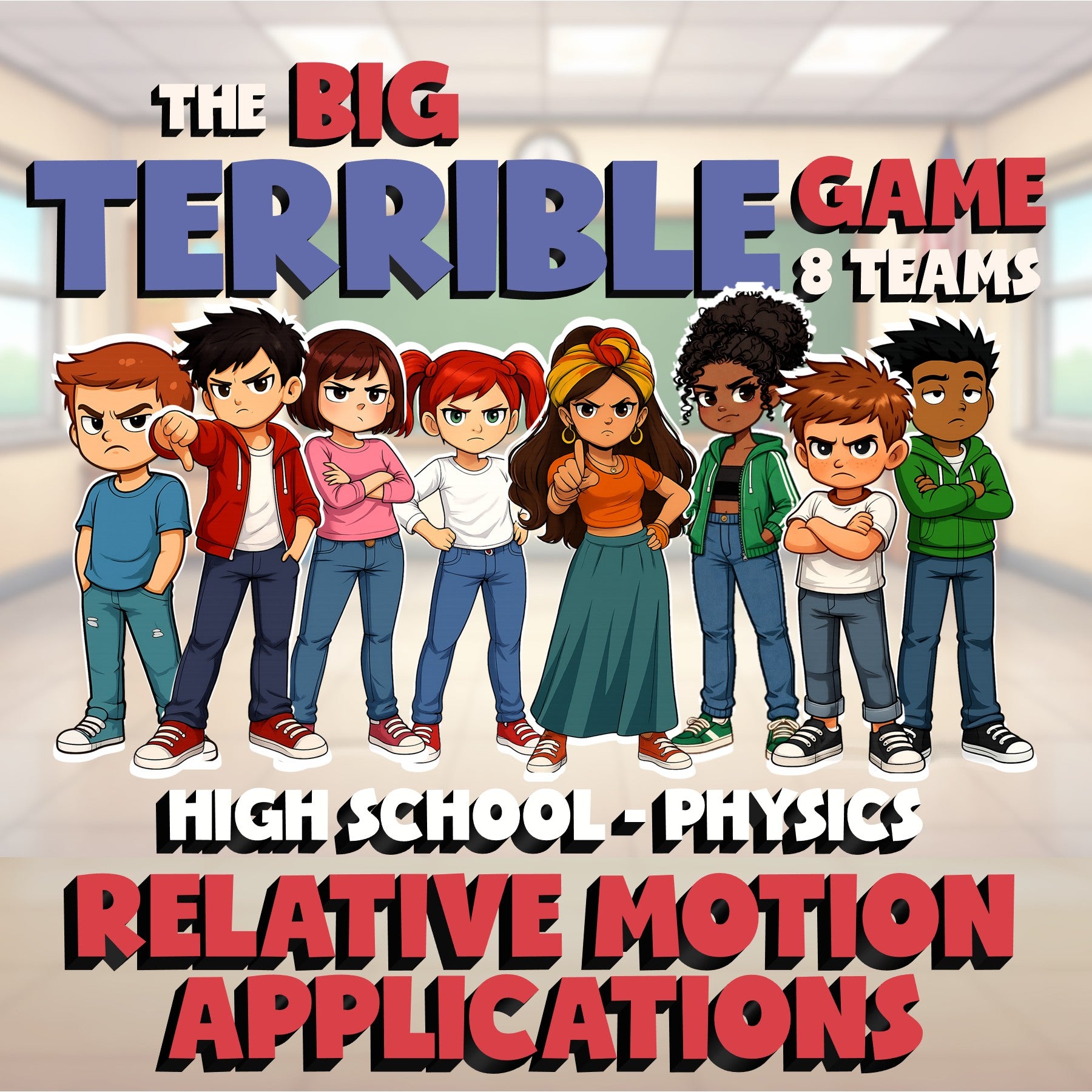 Relative Motion Applications BIG TERRIBLE GAME - No Prep Physics Science Review