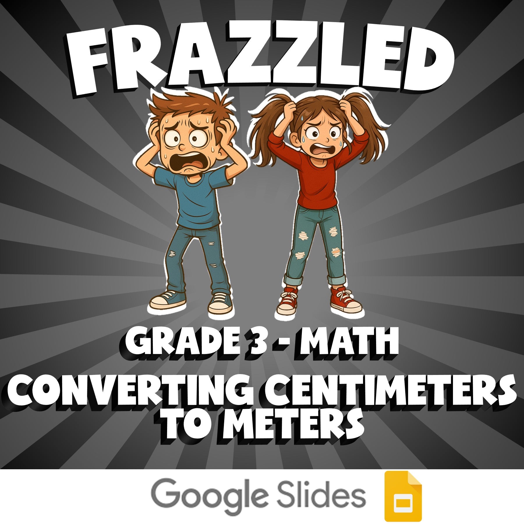 Converting Centimeters to Meters FRAZZLED Math Game - No Prep Grade 3 Review