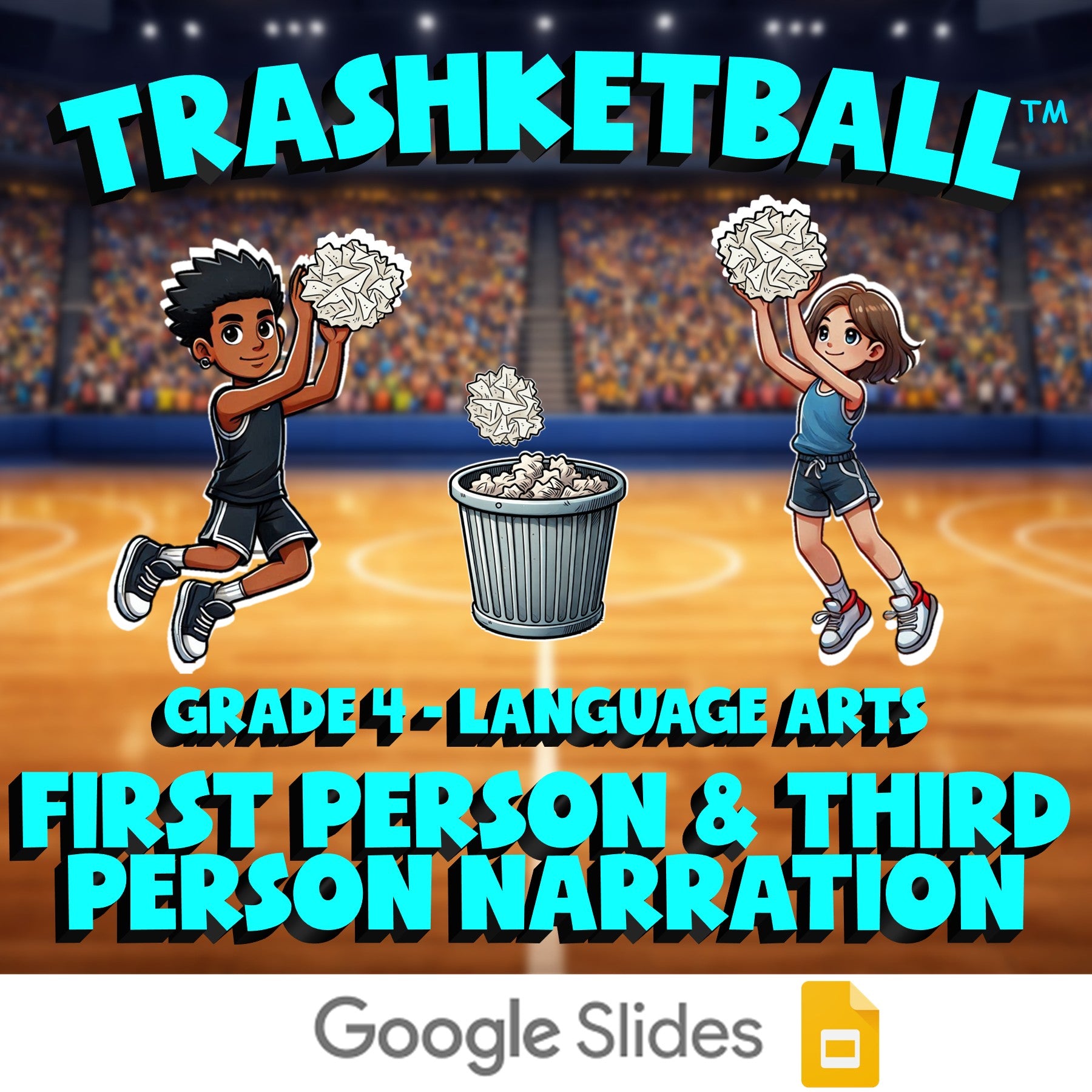 First Person & Third Person Narration TRASHKETBALL ELA Game - No Prep Grade 4
