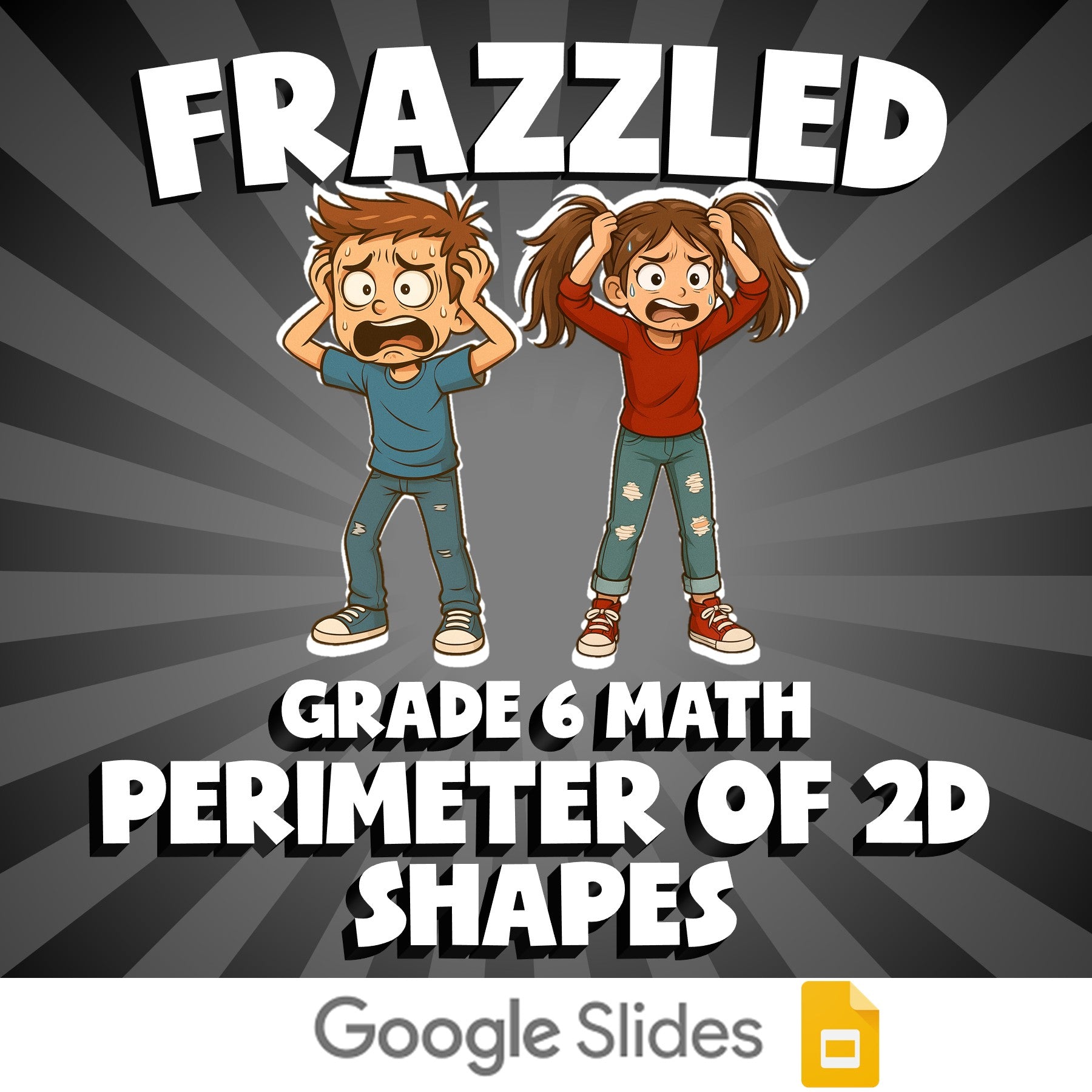 Perimeter of 2D Shapes FRAZZLED Math Game - No Prep Grade 6 Review Activity