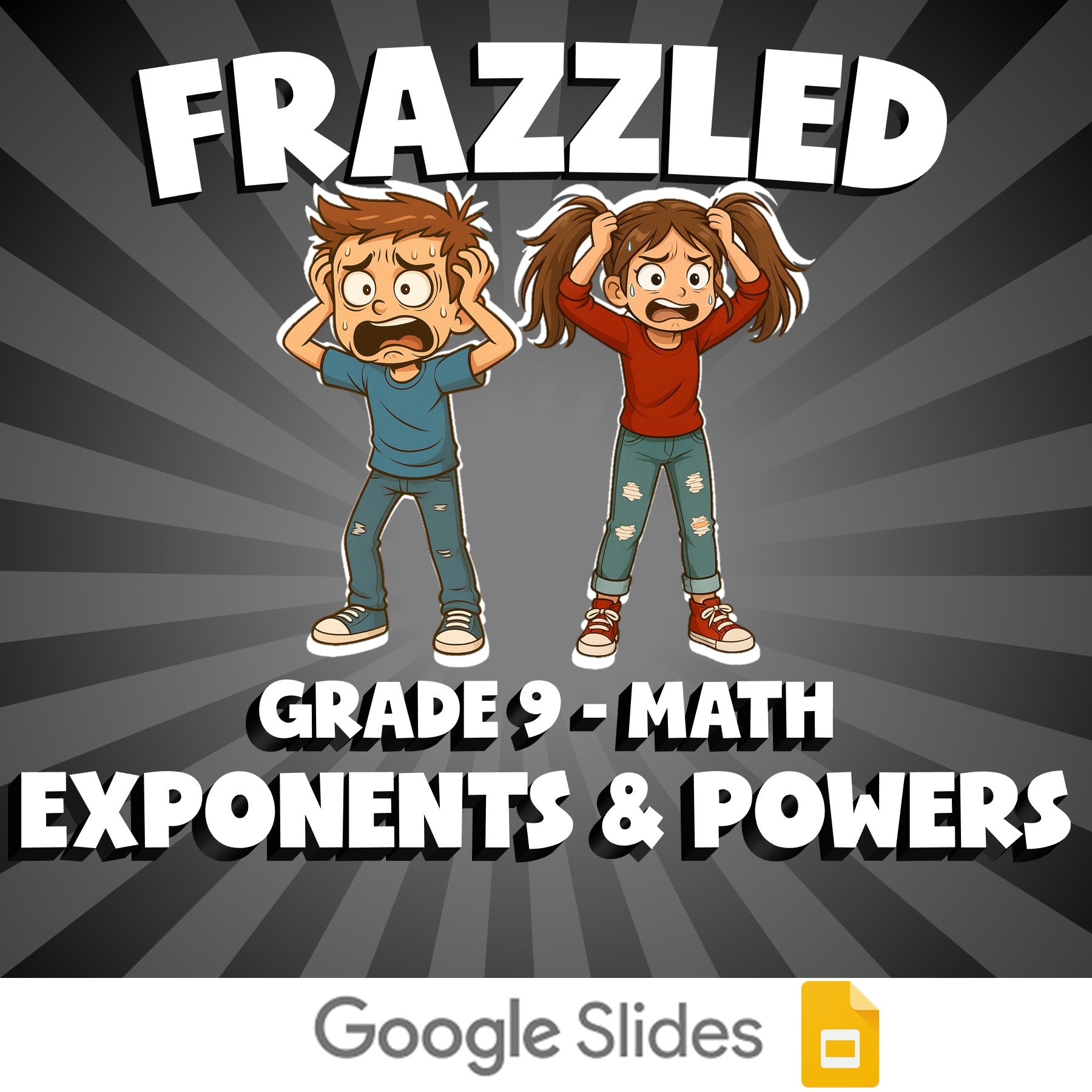 Exponents & Powers FRAZZLED Math Game - No Prep Grade 9 Review Activity