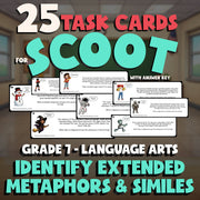 Identify Extended Metaphors & Similes SCOOT TASK CARDS ELA Game - Grade 7