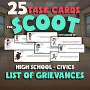 List of Grievances SCOOT TASK CARDS Civics Game - No Prep Review Activity