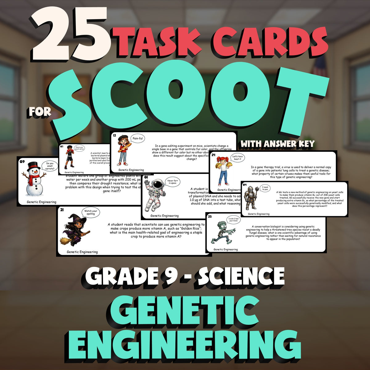 Genetic Engineering SCOOT TASK CARDS Science Game - No Prep Grade 9 Review
