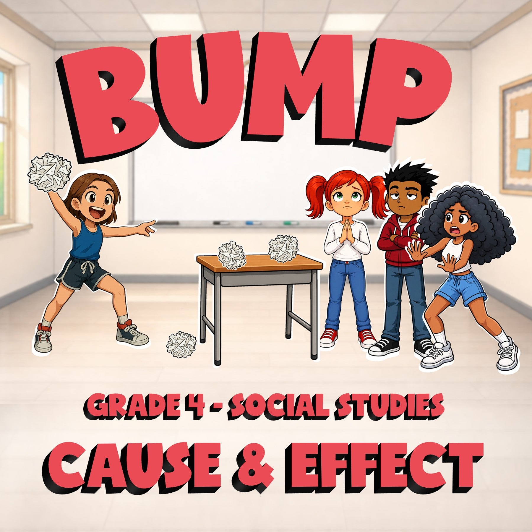 Cause & Effect BUMP Socials Game - No Prep Grade 4 Review Activity