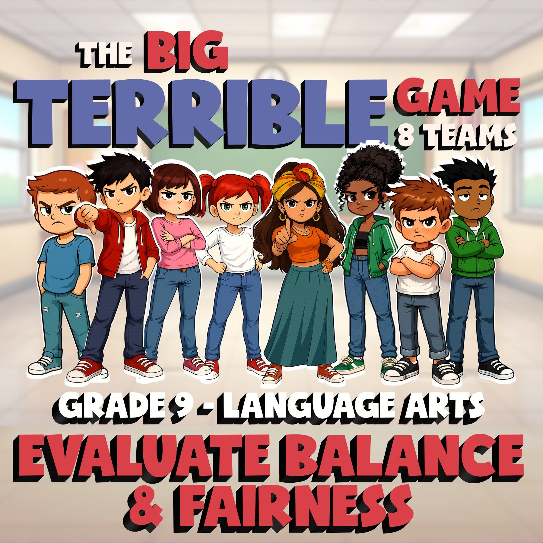 Evaluate Balance & Fairness BIG TERRIBLE GAME - No Prep Grade 9 ELA Review