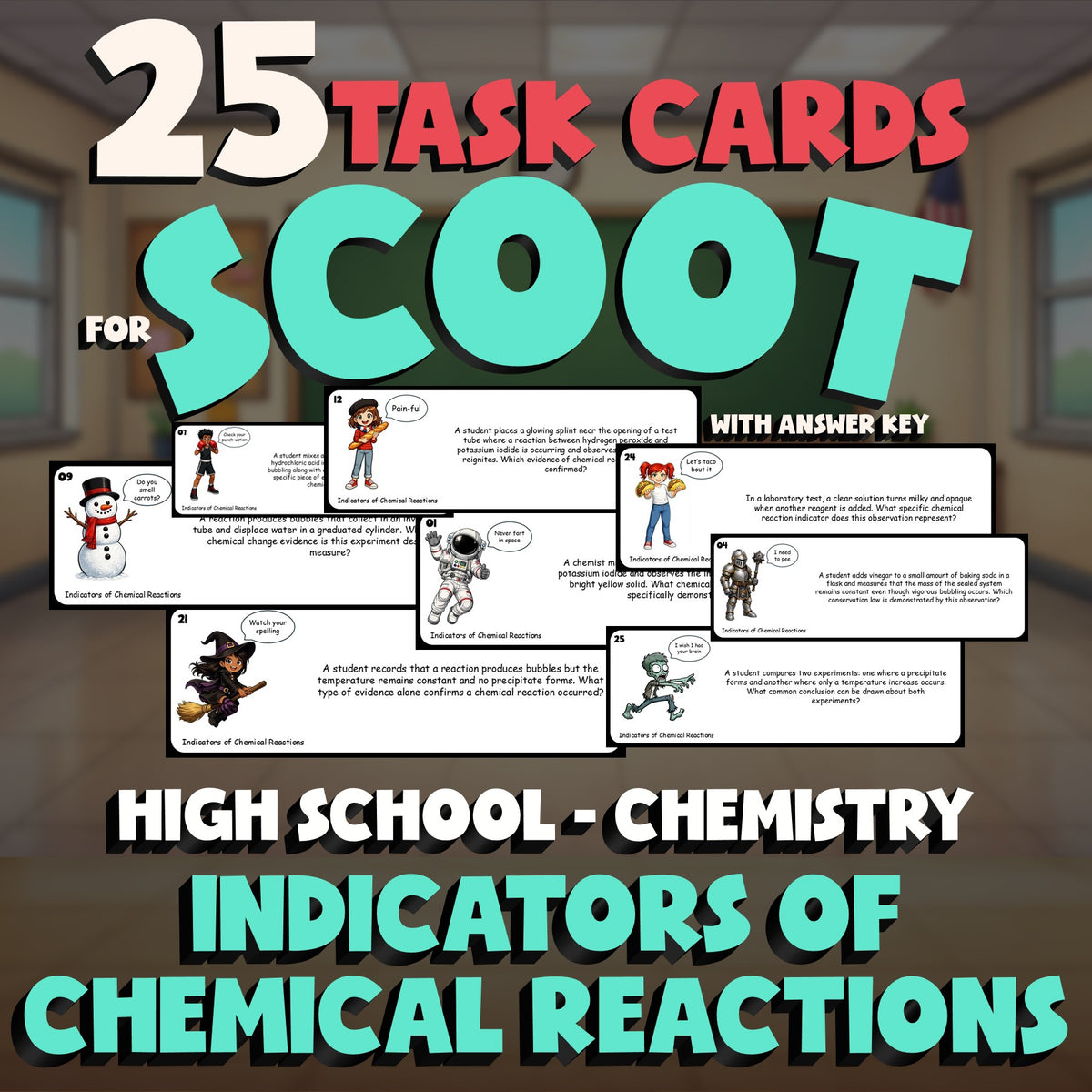 Indicators of Chemical Reactions SCOOT TASK CARDS Science Game - Chemistry