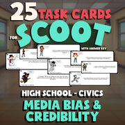 Media Bias & Credibility SCOOT TASK CARDS Civics Game - No Prep Review Activity