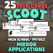 Mirror Applications SCOOT TASK CARDS Science Game - No Prep Physics Review