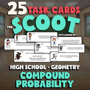 Compound Probability SCOOT TASK CARDS Math Game - No Prep Geometry Review