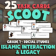 Islamic Interaction & Legacy SCOOT TASK CARDS Socials Game - No Prep Grade 7
