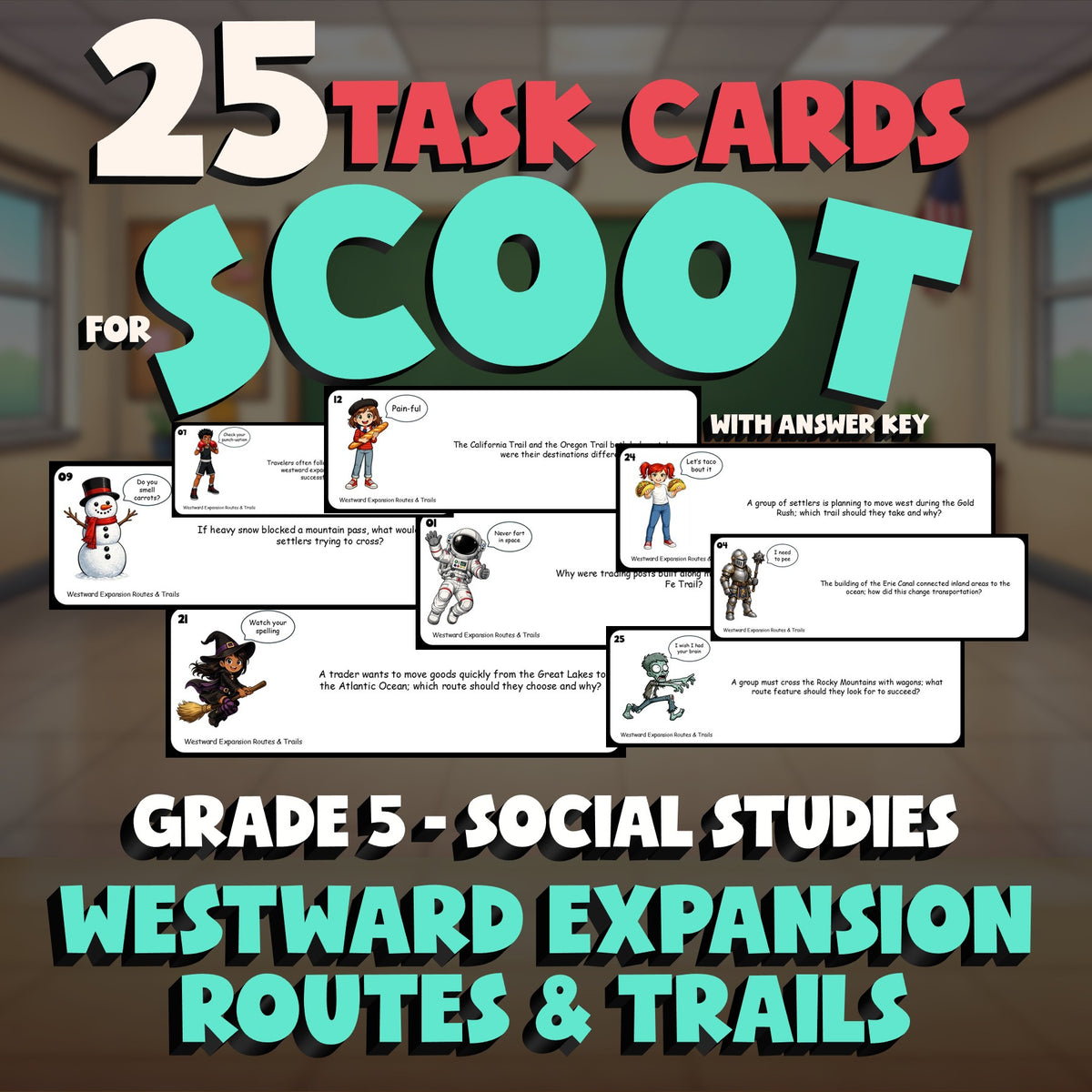 Westward Expansion Routes & Trails SCOOT TASK CARDS Socials Game - Grade 5