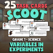 Variables in Experiments SCOOT TASK CARDS Science Game - No Prep Grade 7 Review