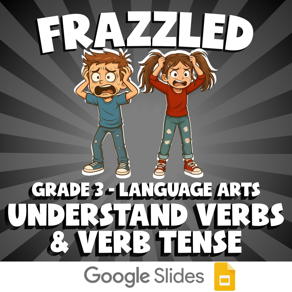 Understand Verbs & Verb Tense FRAZZLED ELA Game - No Prep Grade 3 Review