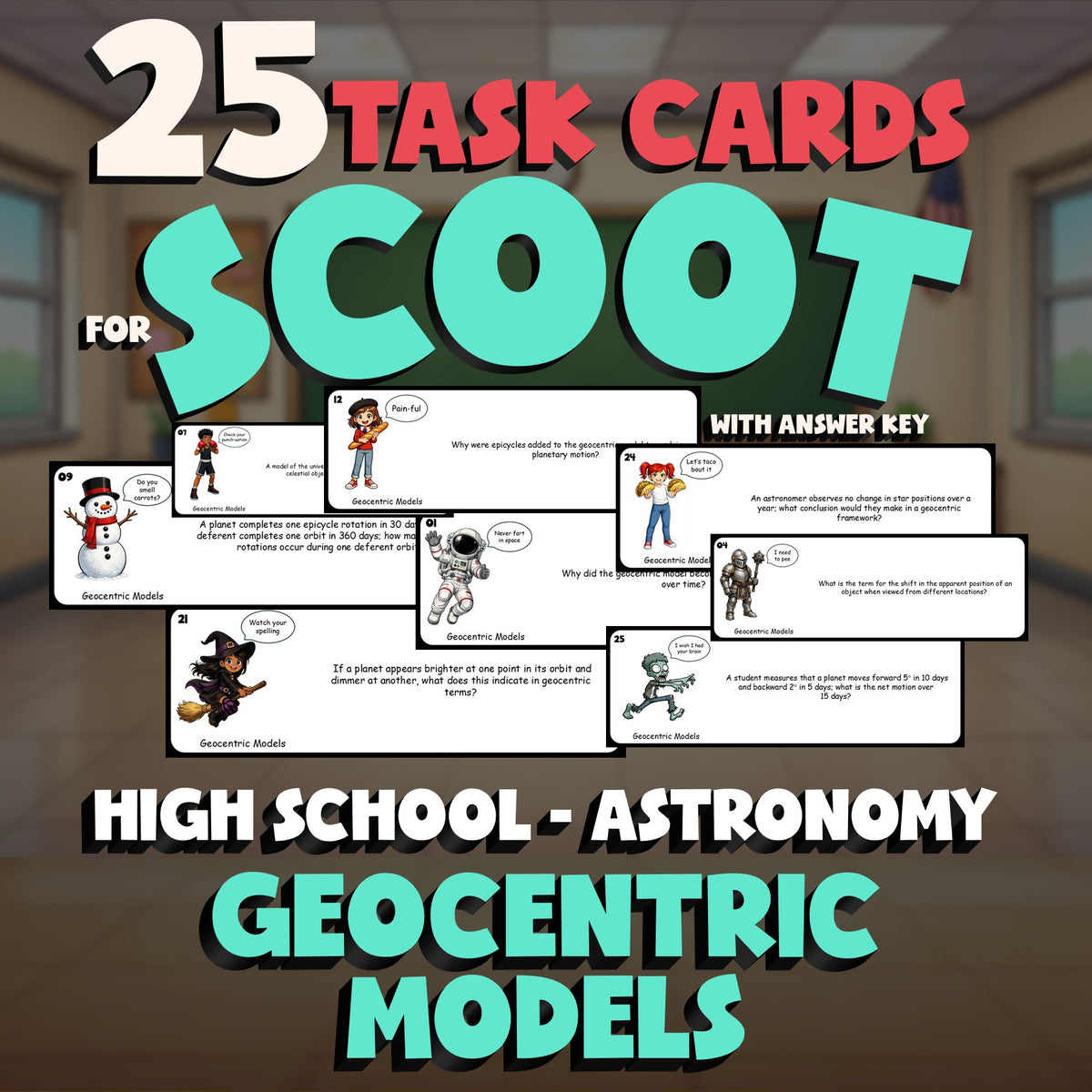 Geocentric Models SCOOT TASK CARDS Science Game - No Prep Astronomy Review