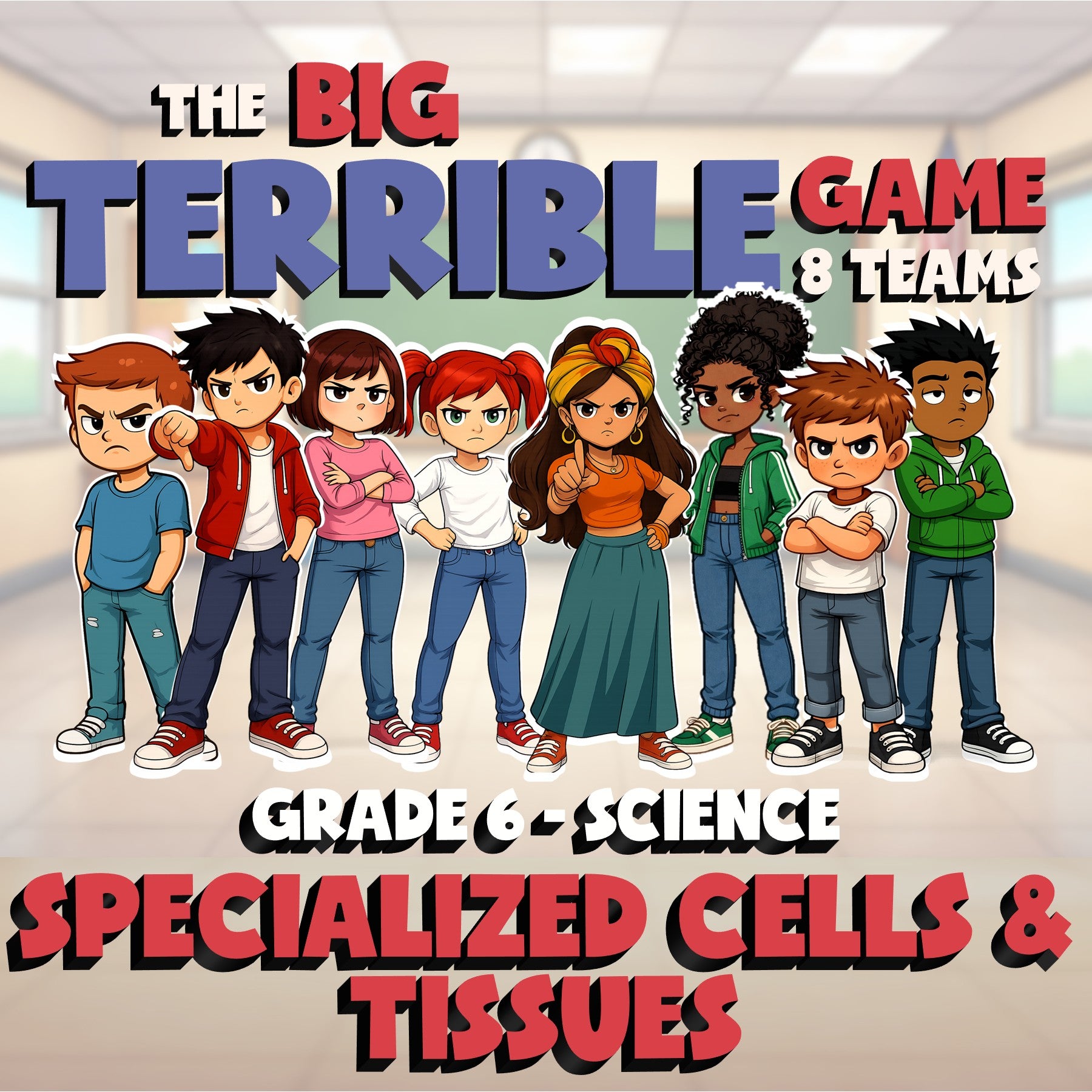 Specialized Cells & Tissues BIG TERRIBLE GAME - No Prep Grade 6 Science Review
