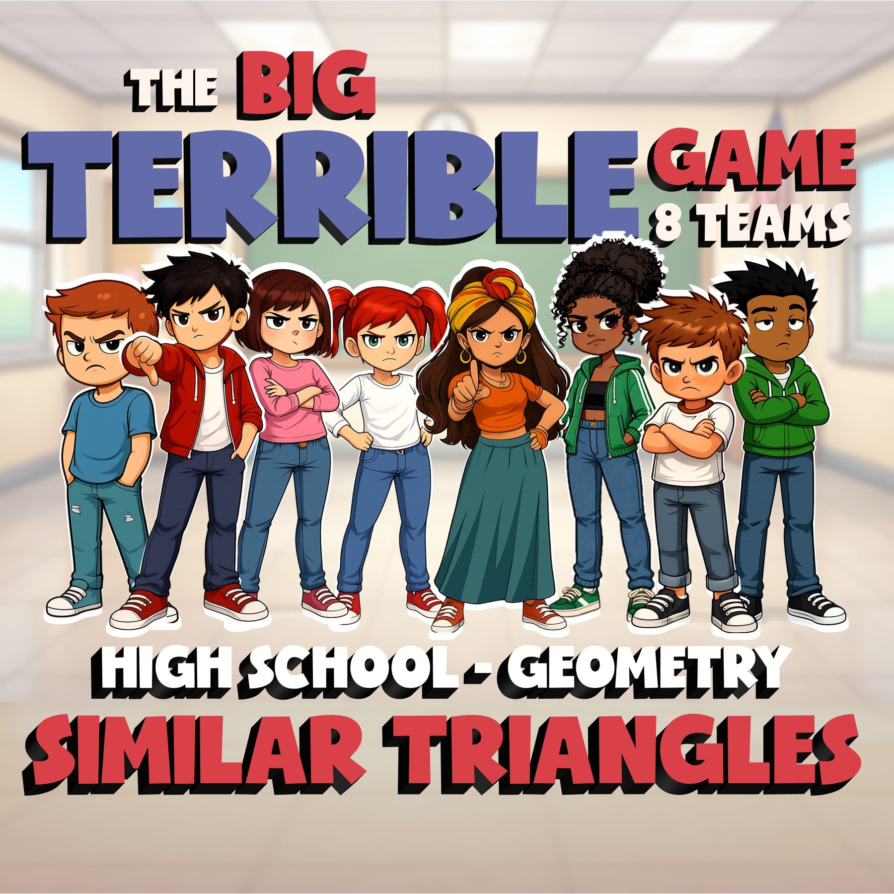 Similar Triangles BIG TERRIBLE GAME - No Prep Geometry Math Review Activity