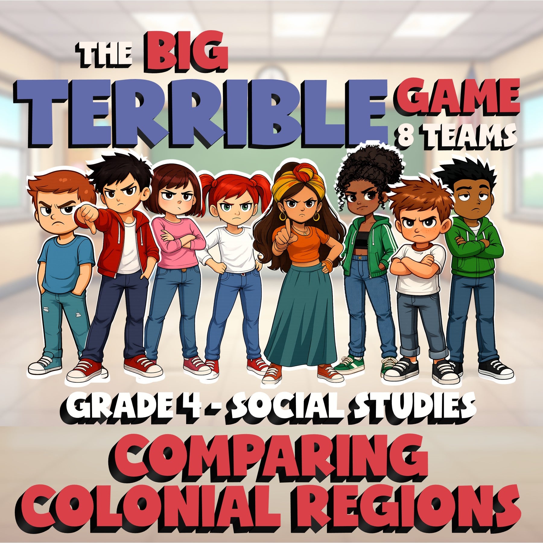 Comparing Colonial Regions BIG TERRIBLE GAME - No Prep Grade 4 Socials Review
