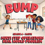 Multi Step Operations Real World Problem BUMP Math Game - No Prep Grade 6 Review