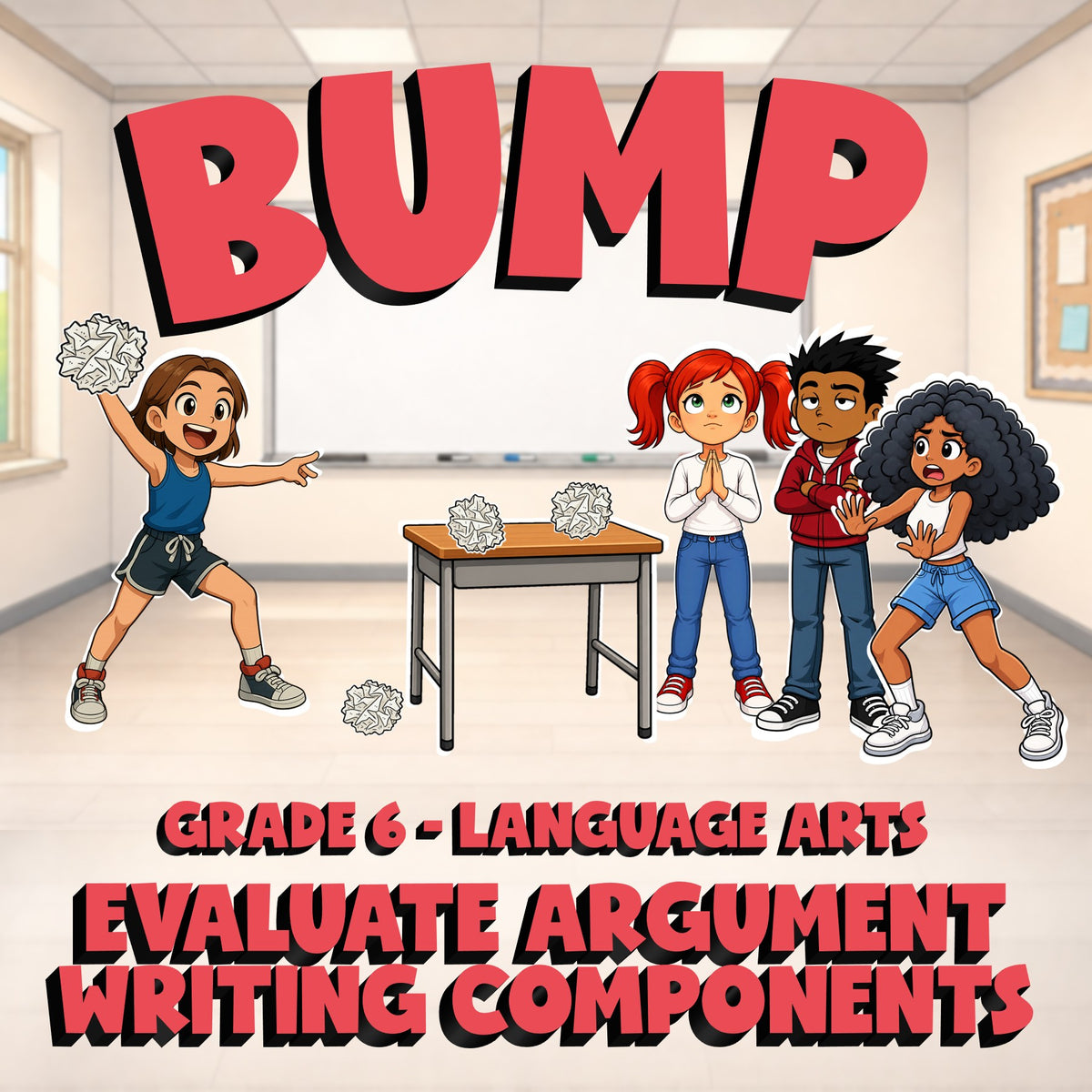 Evaluate Argument Writing Components BUMP ELA Game - No Prep Grade 6 Review