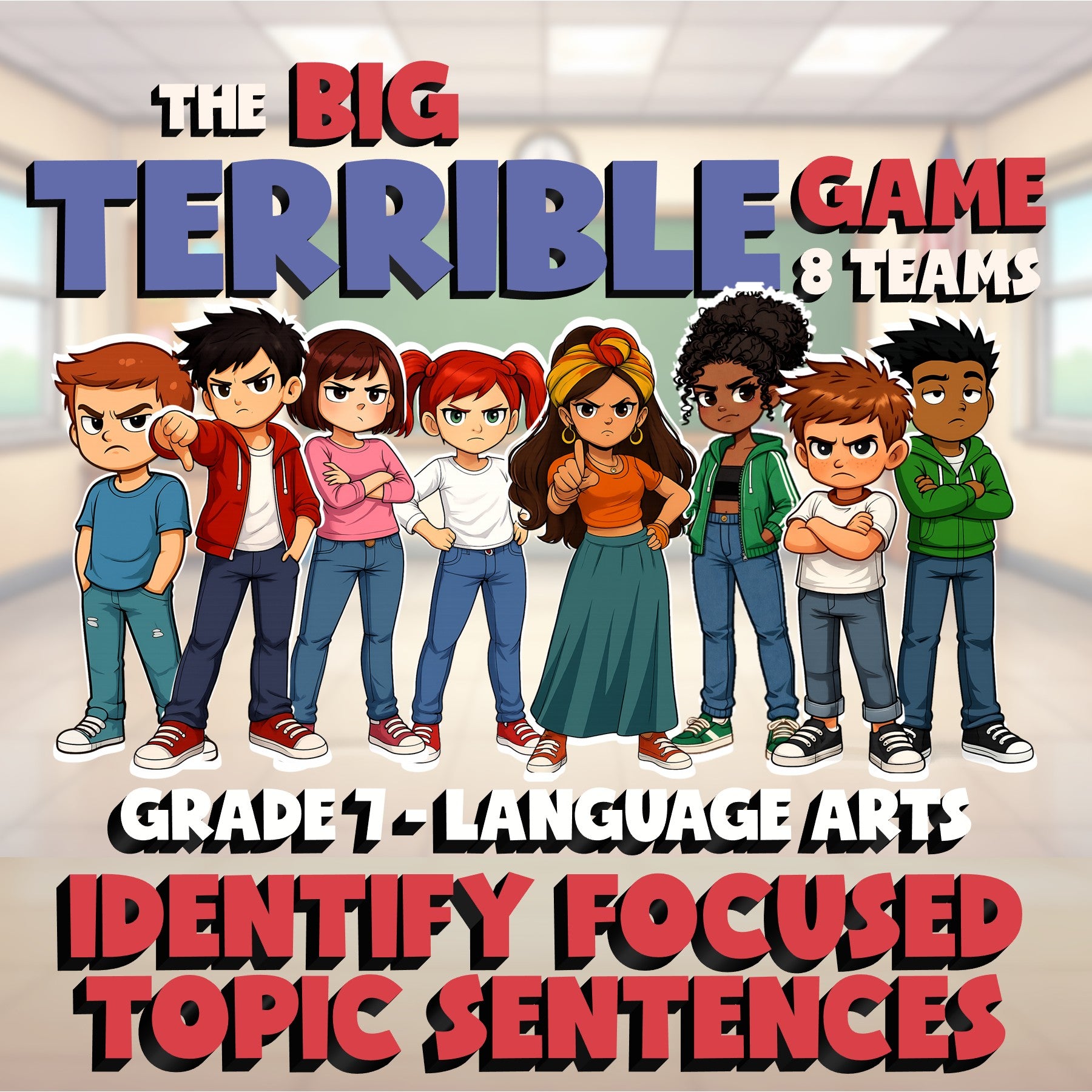 Identify Focused Topic Sentences BIG TERRIBLE GAME - No Prep Grade 7 ELA Review