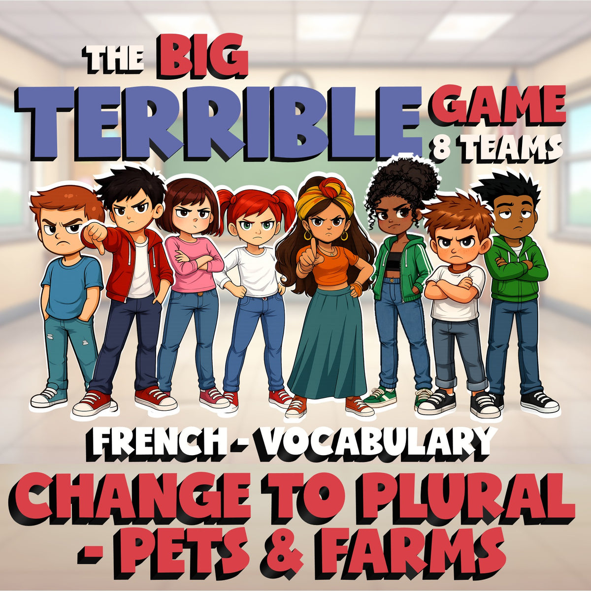 Change to Plural - Pets & Farms BIG TERRIBLE GAME - No Prep French Exercise