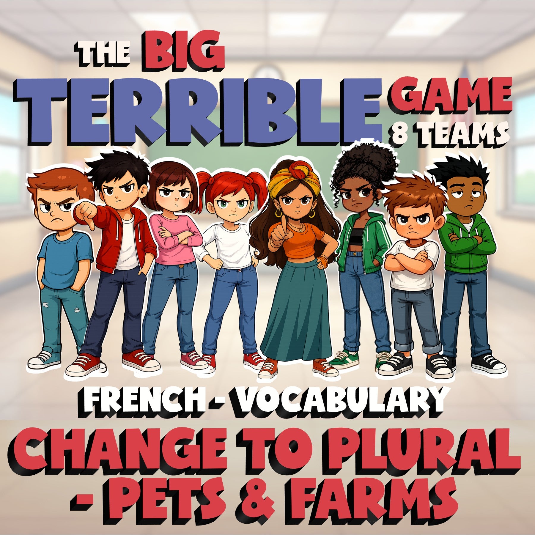 Change to Plural - Pets & Farms BIG TERRIBLE GAME - No Prep French Exercise