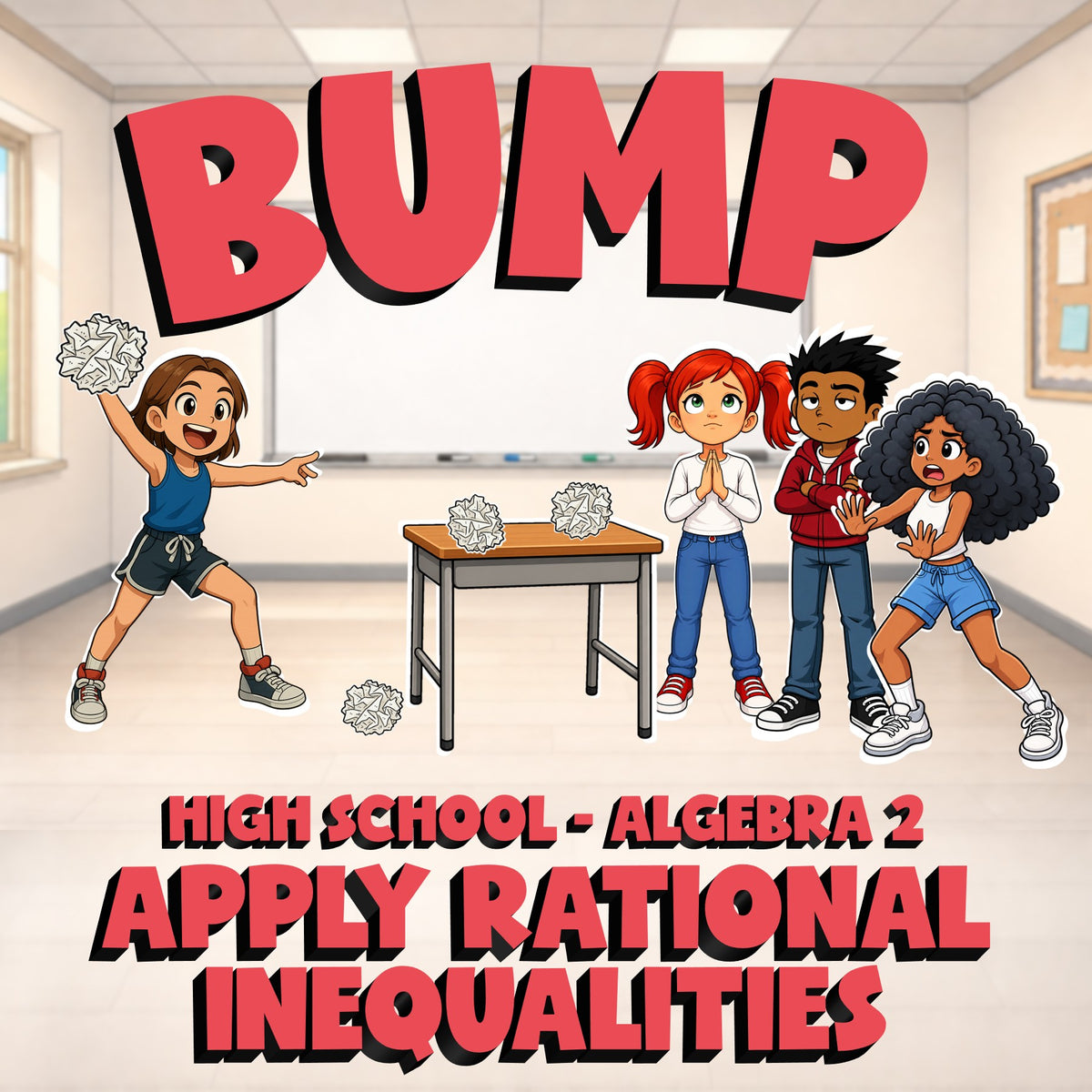 Apply Rational Inequalities BUMP Math Game - No Prep Algebra 2 Review Activity