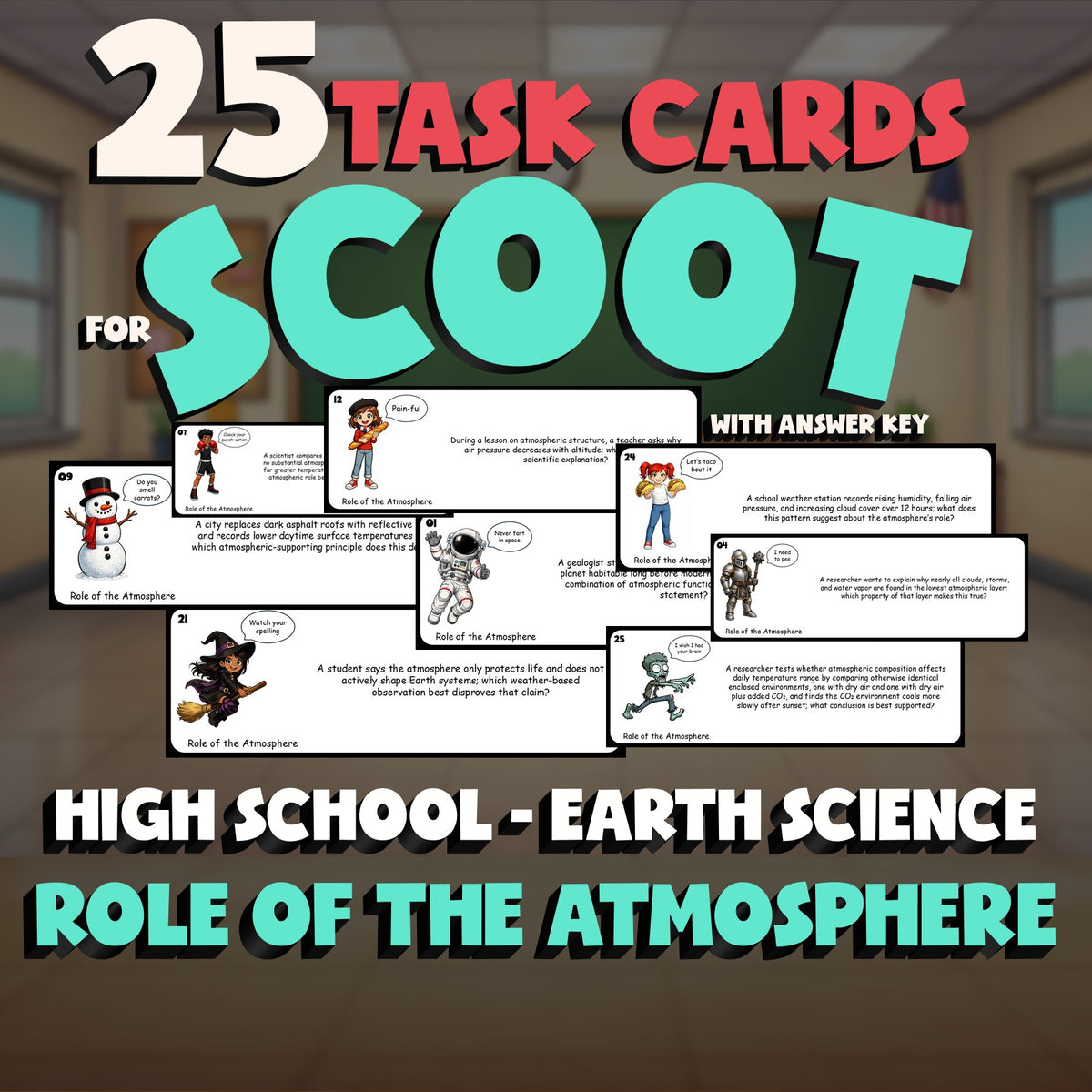 Role of the Atmosphere SCOOT TASK CARDS Game - No Prep Earth Science Review